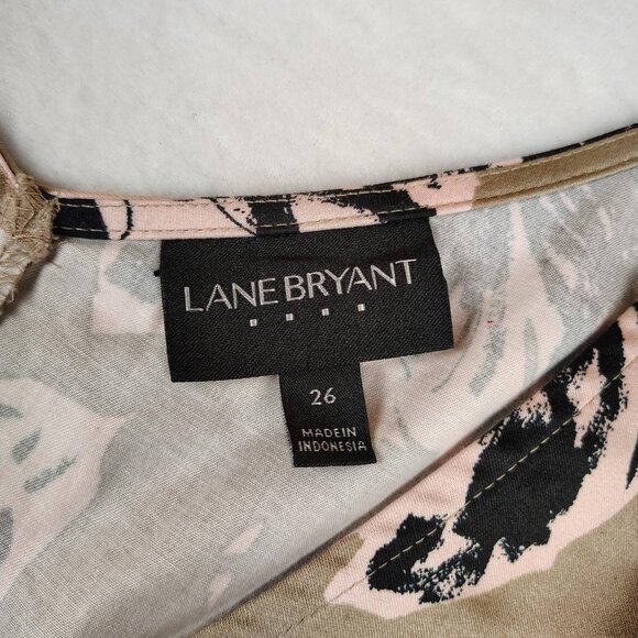 Lane Bryant Tan Floral Sleeveless Dress Womens Sz 26 Floral Fit & Flare - Picture 4 of 8